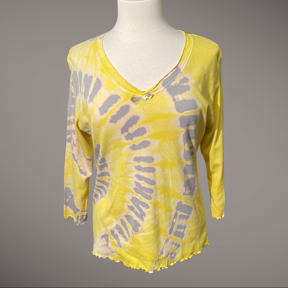 Nature Art Lynn Yang Long Sleeve Yellow Tie Dye Shirt Size Medium